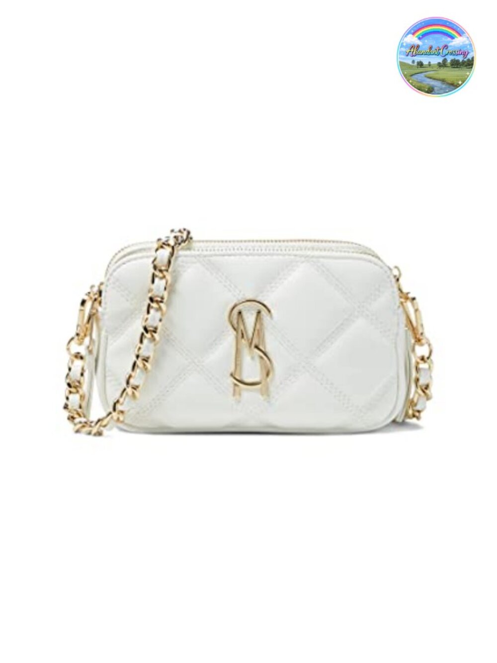 Quilted Faux Leather Crossbody Bag with 2 Zipper Compartments